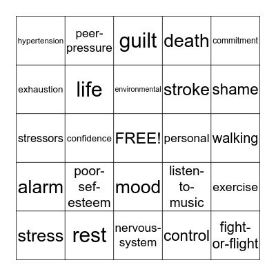 COPING SKILLS Bingo Card