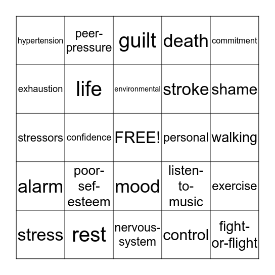 COPING SKILLS Bingo Card