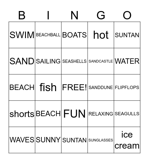 BEACH PARTY BINGO Card