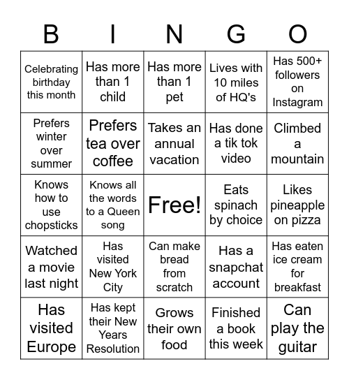 Bingo Card