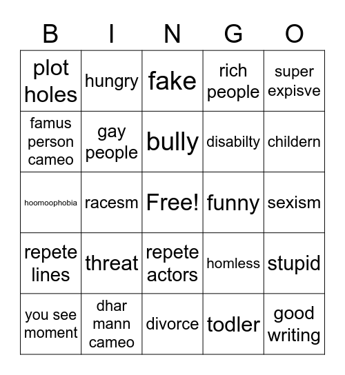 Dhar Mann Bingo Card