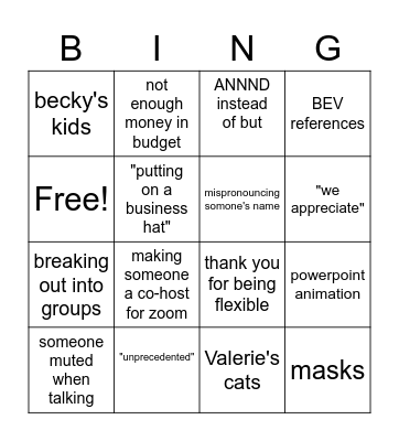 Thursday Bingo Card