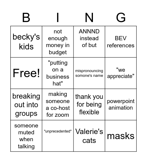 Thursday Bingo Card