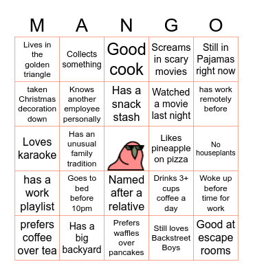 Team Mango Bingo Card