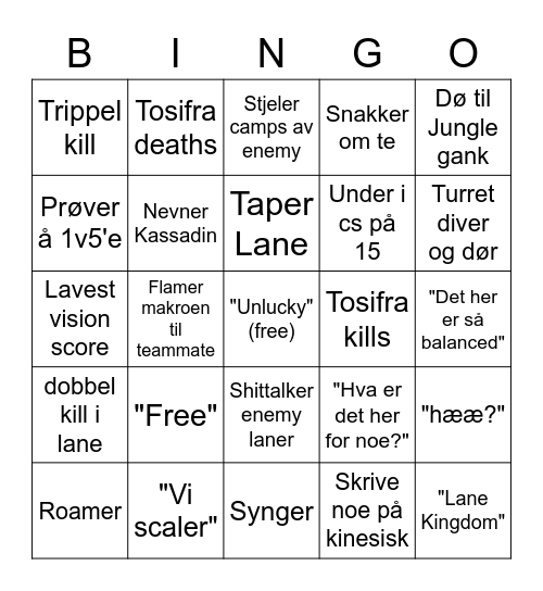 Jørgen Bingo Card