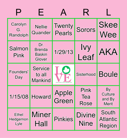 AKA Bingo Card