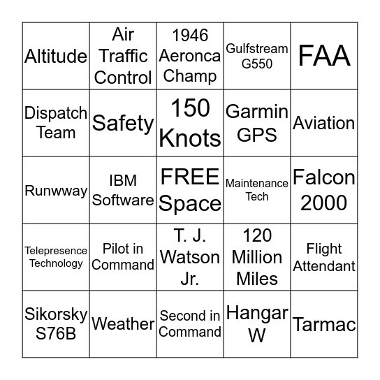 IBM's Take Your Child to Work Day Bingo Card