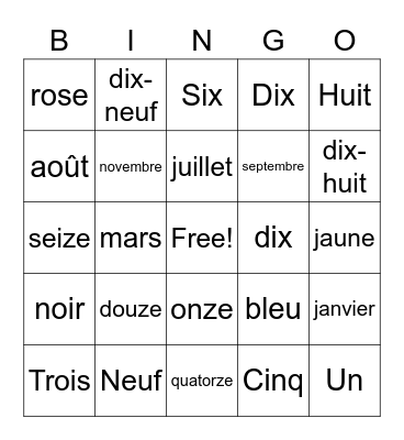 French Review Bingo Card