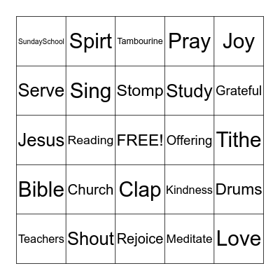 VBS 2015 Bingo Card