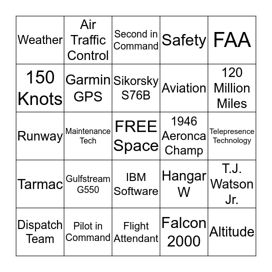 IBM's Take Your Child to Work Day Bingo Card