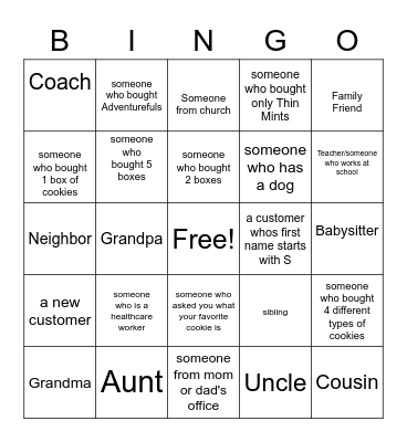Customers Bingo Card