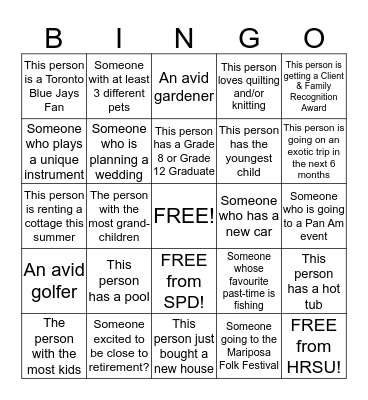 DID YOU KNOW? BINGO Card