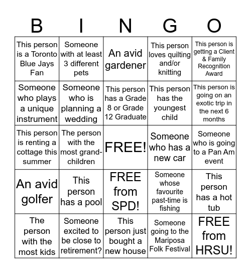 DID YOU KNOW? BINGO Card