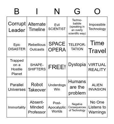 Sci-Fi Tropes Bingo Card