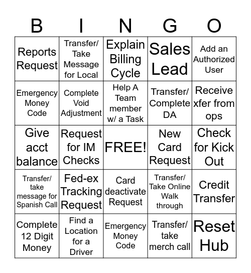 Untitled Bingo Card