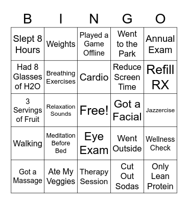 Example Bingo Card Bingo Card