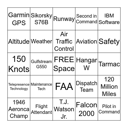 IBM's Take Your Child to Work Day Bingo Card