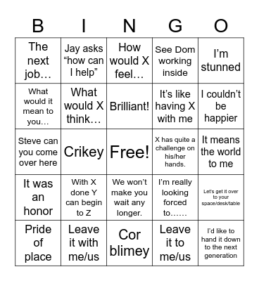 The Repair Shop Bingo Card