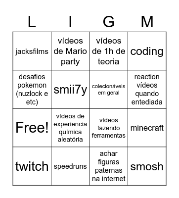 bingo da gabbu Bingo Card