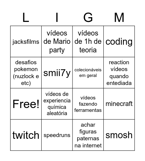 bingo da gabbu Bingo Card