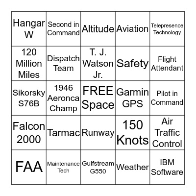 IBM's Take Your Child to Work Day Bingo Card