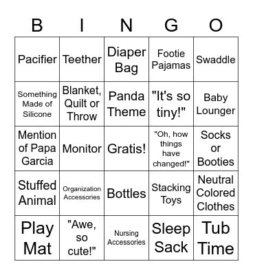BABY Bingo Card