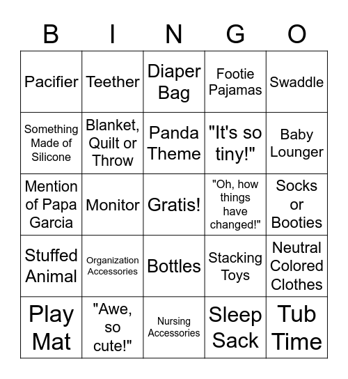 BABY Bingo Card