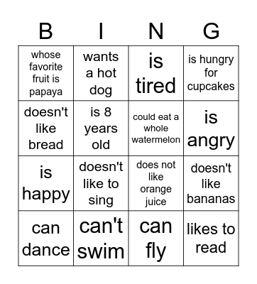 "Find a Friend Who..." Bingo Card