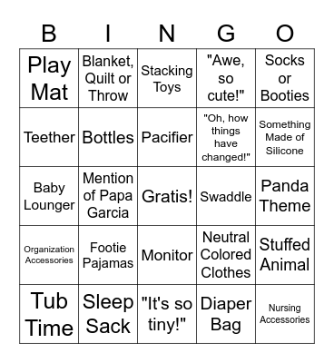 BABY Bingo Card