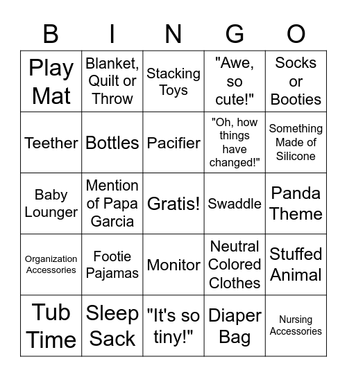 BABY Bingo Card