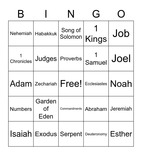 Old Testament Bingo Card