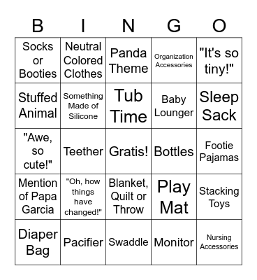 BABY Bingo Card