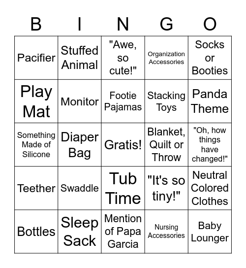 BABY Bingo Card