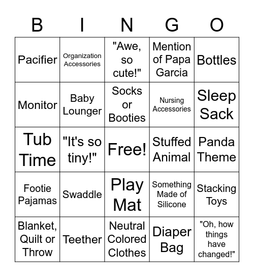 BABY Bingo Card