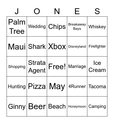 Jack & Jill Bingo Card