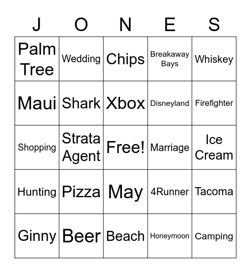 Jack & Jill Bingo Card