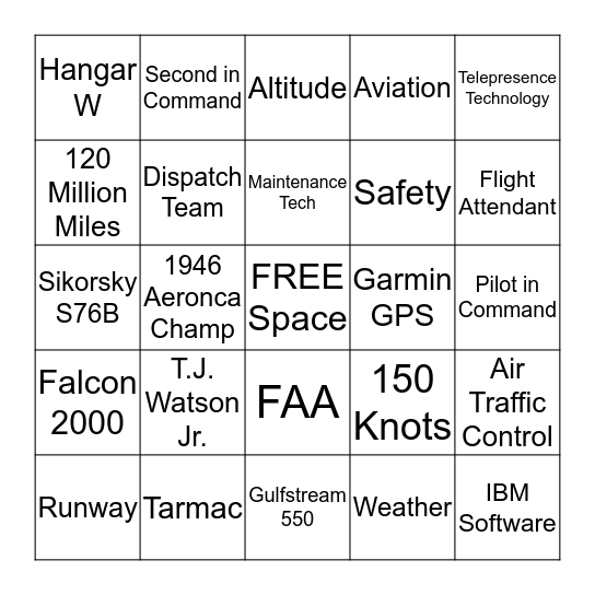 IBM's Take Your Child to Work Day Bingo Card