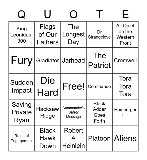 Quotes Bingo Card