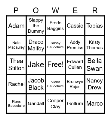 YOUTH POWER BINGO Card