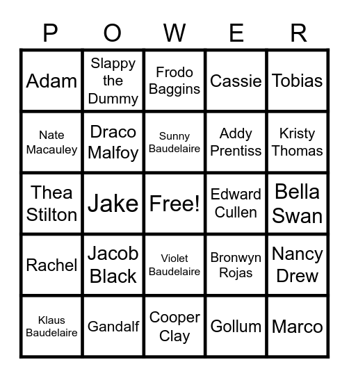 YOUTH POWER BINGO Card