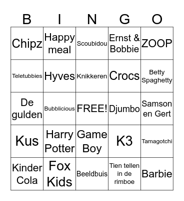 Nostalgie Bingo Card