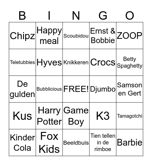 Nostalgie Bingo Card