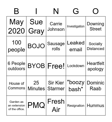 BOJO - Lingo Bingo Card