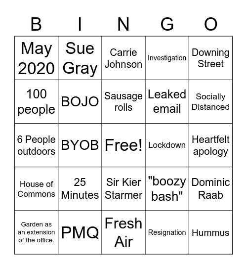 BOJO - Lingo Bingo Card