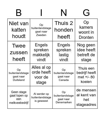 zoek iemand die... Bingo Card
