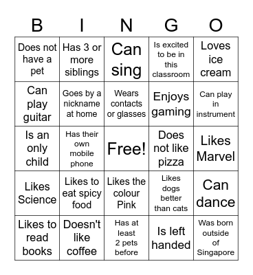 Get to know Bingo Card