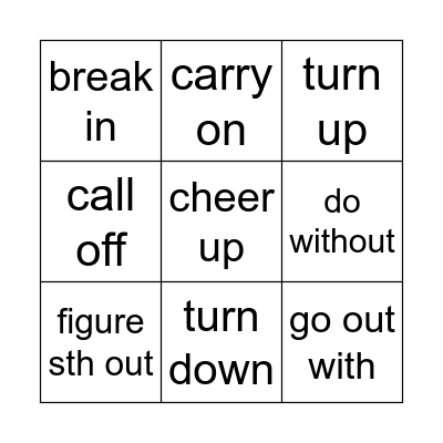 Phrasal verbs Bingo Card