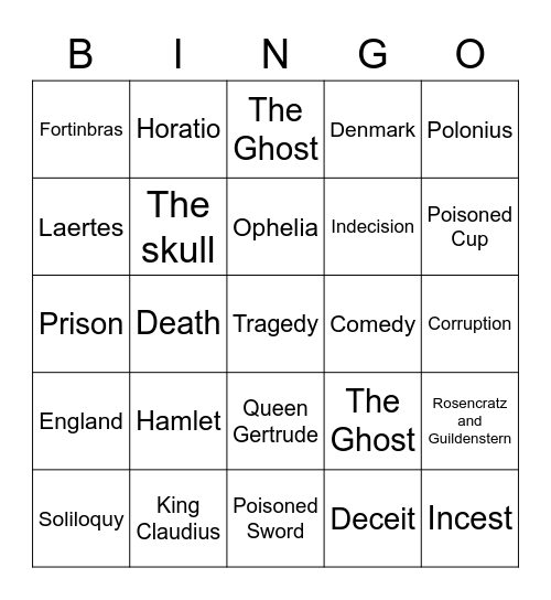 Hamlet Bingo Card