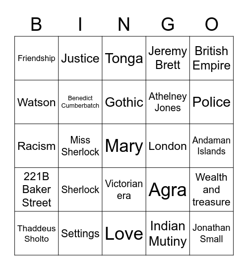 The Sign of Four Bingo Card
