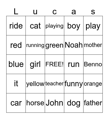 Lucas  Bingo Card